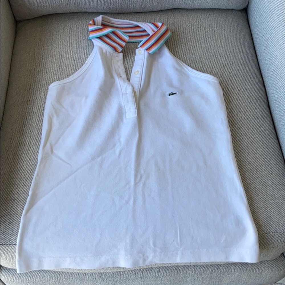 Woman’s adorable white Lacoste tank top